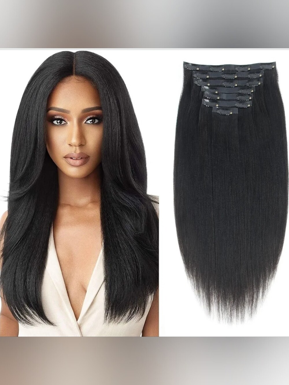 New Yaki Straight Human Seamless Hair Clip Ins
